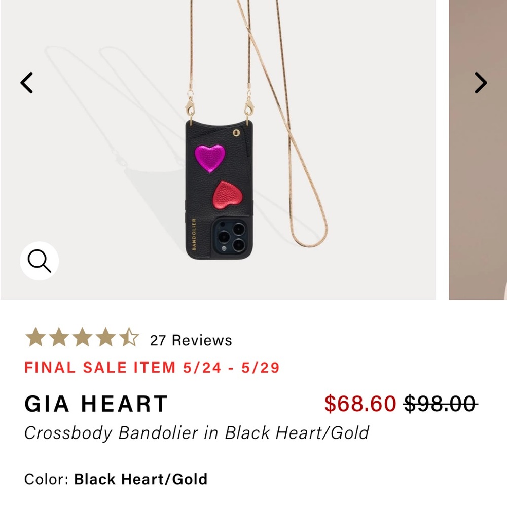 In search of (ISO) bandolier GIA heart black/gold for iPhone 12 Pro. Thanks!!